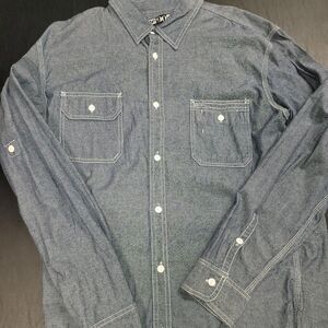 One 90 One Mens Shirt XL Blue Cotton Button Long Sleeve EUC